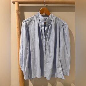 Wear Cisco light blue striped The Puff sleeve cotton shirt sz M/L